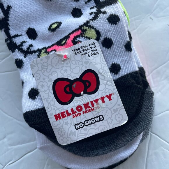 Hello Kitty Socks 5 Pairs Sanrio Womens No Show Shoe Size 4-10 - Picture 6 of 9